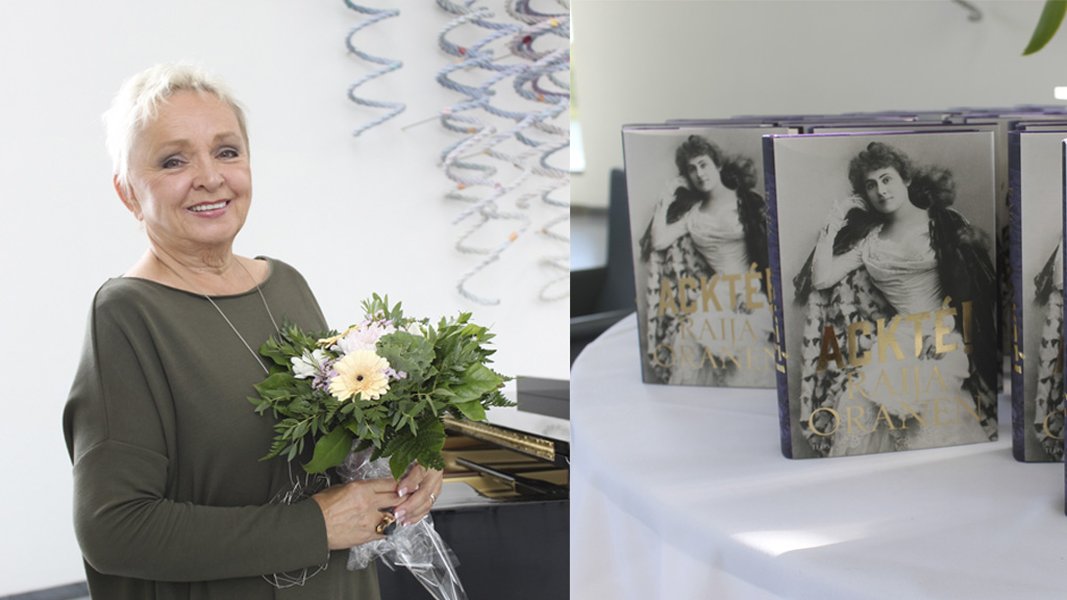 Raija Oranen vietti Aino Acktésta kertovan kirjan julkaisutilaisuudessa myös 45-vuotiskirjailijajuhlaansa.
